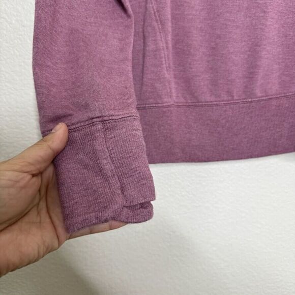 Athleta Sweatshirt Size XS Studio Barre Off Shoulder Purple Heathered Thumbhole - Picture 6 of 12